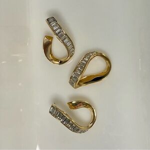 Vintage Swarovski Baguette Gold Twist Pendant & Earring Set – Swan Signed